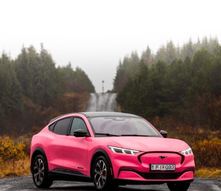 Styrktu gott málefni á bleikum Ford Mustang Mach-E